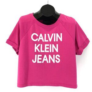 Calvin Klein Jeans French Terry Cropped Logo Tee Women's Plus XXL Pink Casual